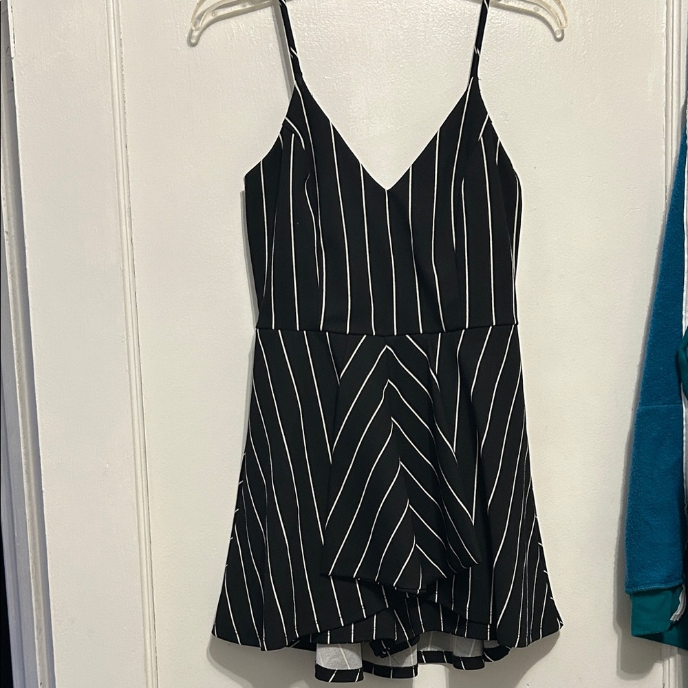 Purple Snow Black and White Striped Dress